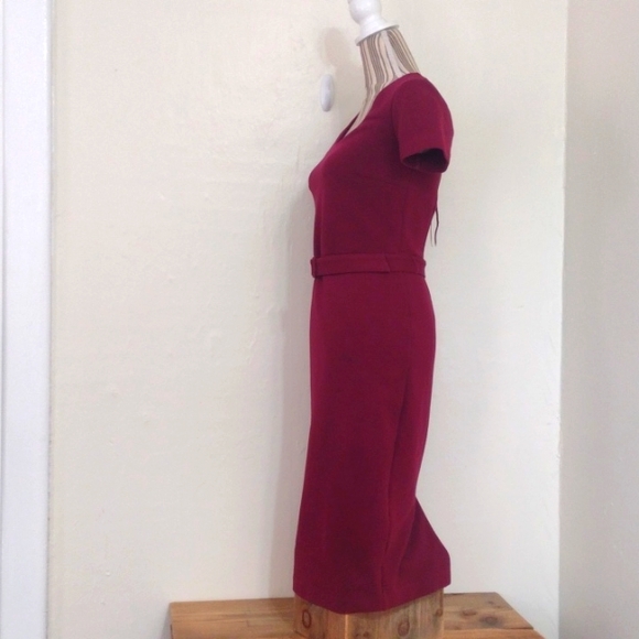 Boden Dark Pink Elsa Ottoman Ribbed Knit Body Con Sheath Dress w Belt - Picture 5 of 14
